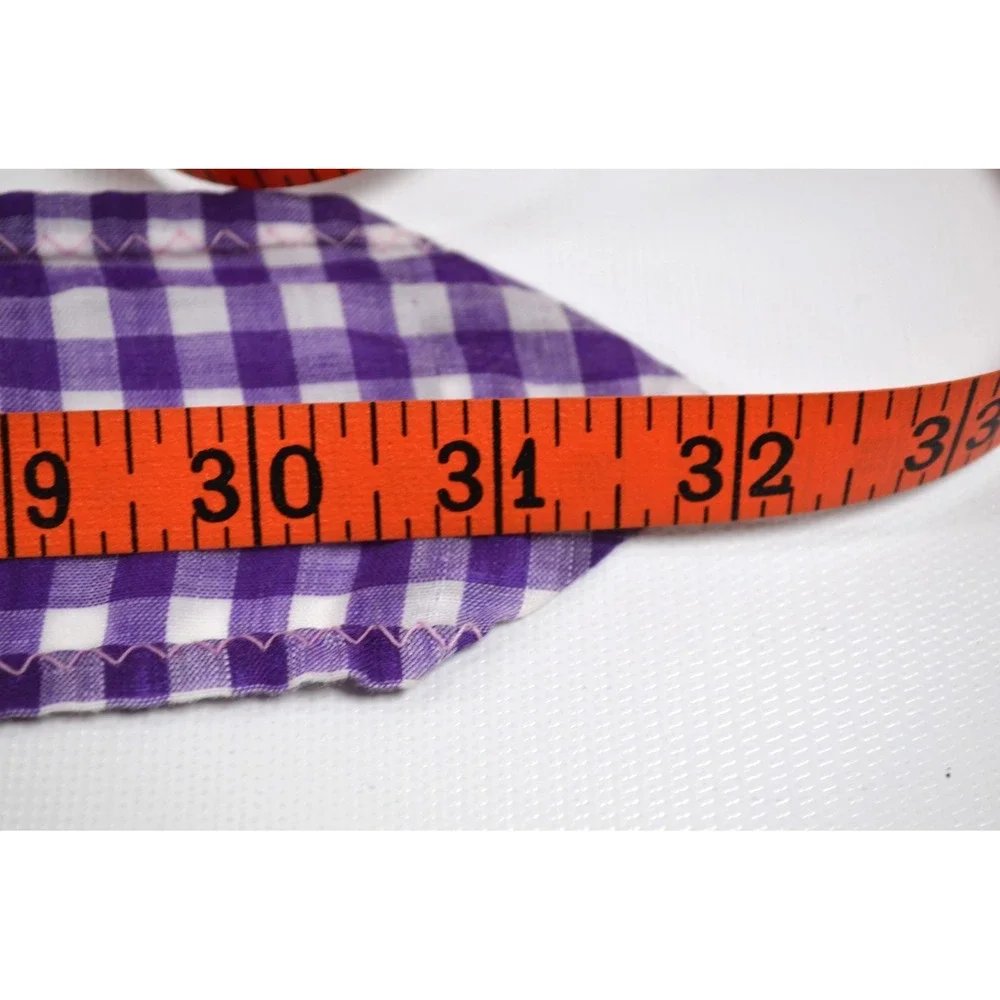 Vintage MCM 60s Half Apron Purple‎ & White Gingham Smocked Pocket Waist Band 20